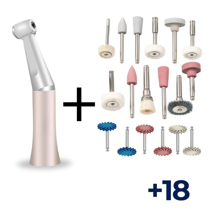 Contra Ángulo de Baja Velocidad + Set de 18 Piezas de P — vista frontal